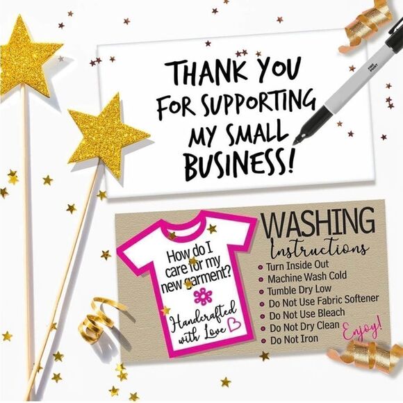 Line Star Art -Washing Instructions - Business Cards - 3.5" x 2" Standard Busine - Picture 8 of 8